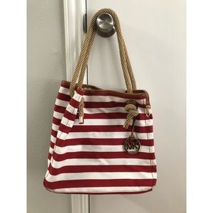 Michael Kors Purse/Tote Red Striped Nautical